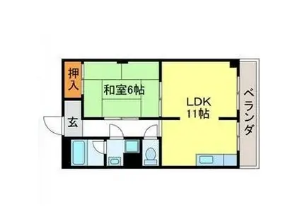 市兵衛第一ビル(1LDK/3階)の間取り写真
