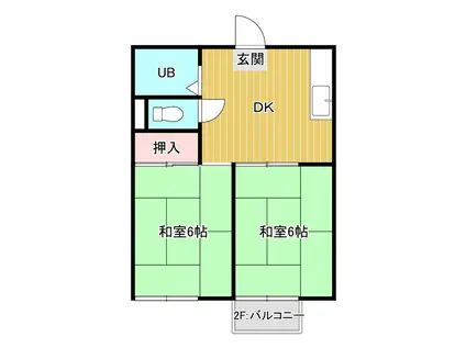 ピーマンハイツ(2DK/1階)の間取り写真