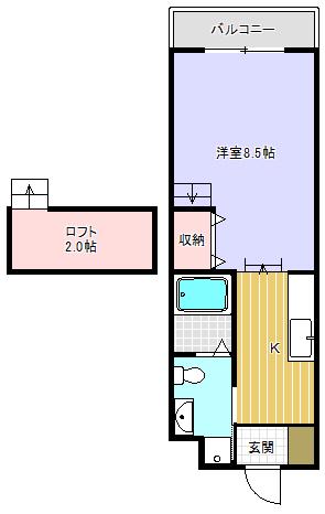 エアフォルク21(1K/3階)の間取り写真