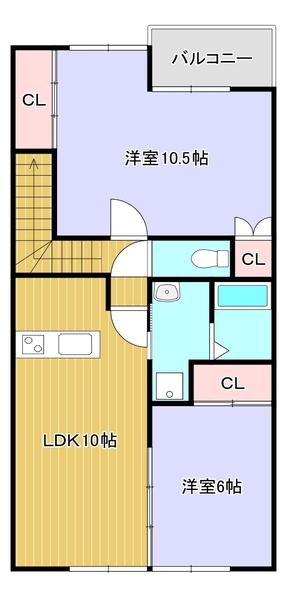 リクデロワ C(2LDK/2階)の間取り写真