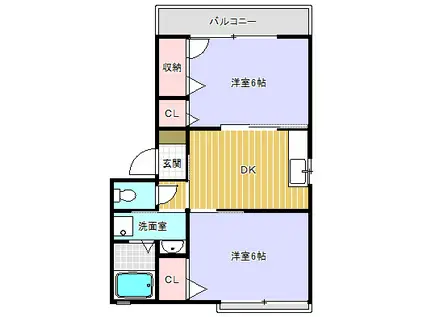 ブルーミー(2DK/1階)の間取り写真