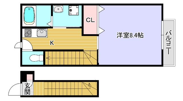BELLISSIMO A(1K/2階)の間取り写真