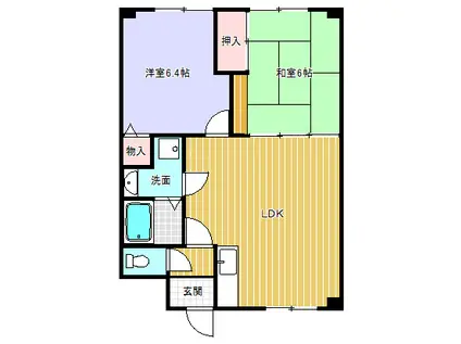 ウエストローズヒル(2LDK/1階)の間取り写真