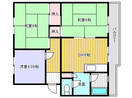 草津線 石部駅 徒歩13分 4階建 築48年(3DK/3階)の間取り写真