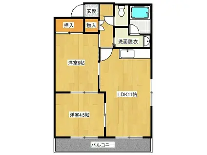 コーポドルフィン(2LDK/2階)の間取り写真