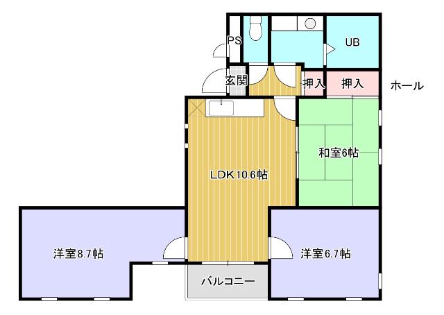 センターコート(3LDK/2階)の間取り写真