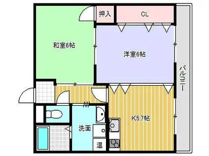 近江鉄道本線 日野駅(滋賀) 徒歩30分 3階建 築25年(2DK/3階)の間取り写真