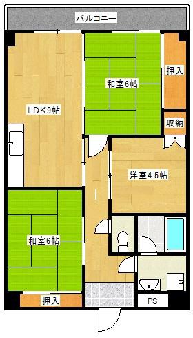パレス南海(3DK/2階)の間取り写真