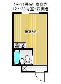 レジデンス岡本(ワンルーム/2階)の間取り写真