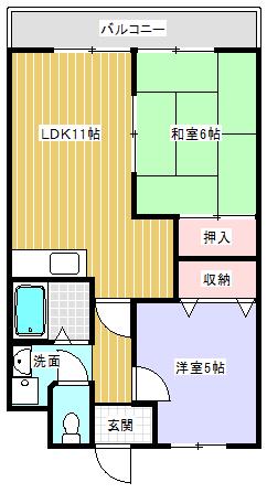 ふぁみーゆ貴生川(2LDK/3階)の間取り写真