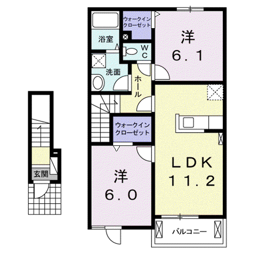 ジョイ アルミュール B(2LDK/2階)の間取り写真