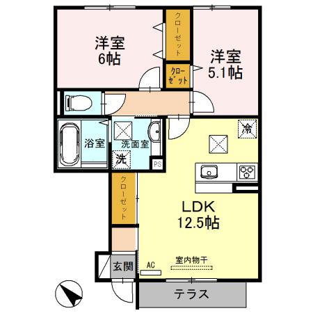 パストラーレ(2LDK/1階)の間取り写真