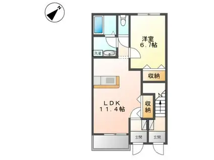 フローラルコートDS(1LDK/1階)の間取り写真