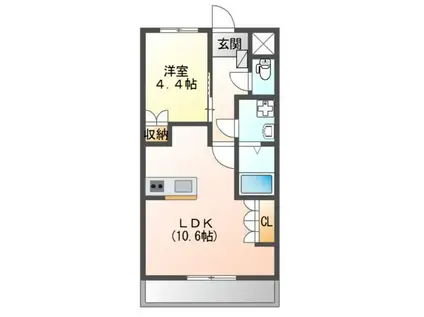 フォルティア(1LDK/1階)の間取り写真