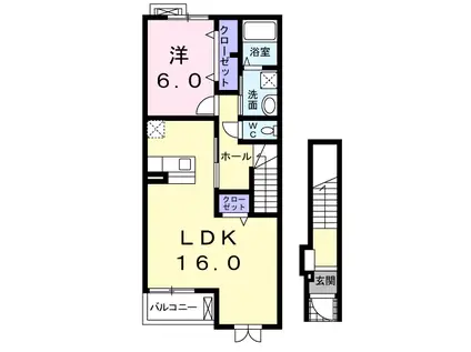 L・HEART(1LDK/2階)の間取り写真