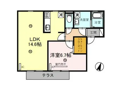 夢咲きの里A(1LDK/1階)の間取り写真