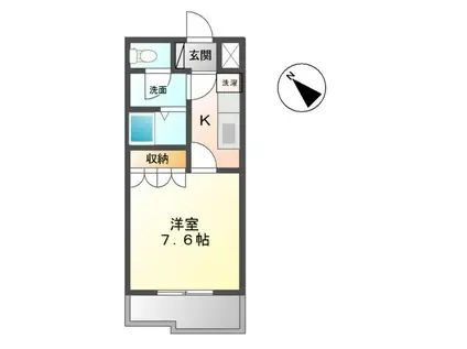 エクセルオーク(1K/1階)の間取り写真