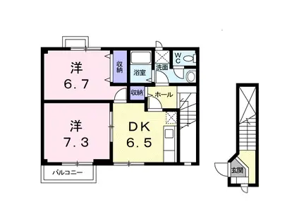 メディオⅡ(2DK/2階)の間取り写真