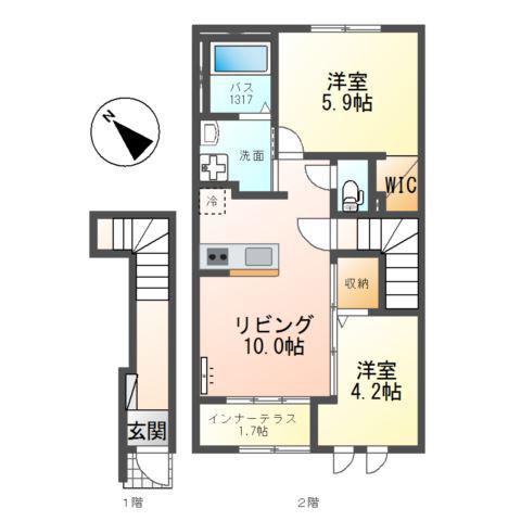ワーサンライト21(2LDK/2階)の間取り写真
