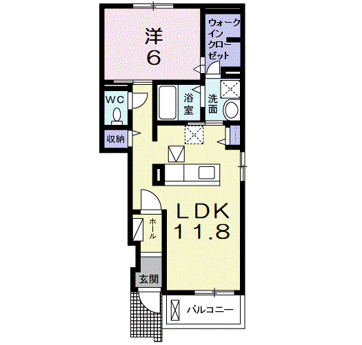 パラシオⅡ(1LDK/1階)の間取り写真