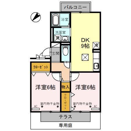 セジュールL3(2DK/1階)の間取り写真