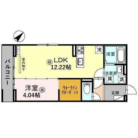 草津線 手原駅 徒歩13分 3階建 築3年(1LDK/1階)の間取り写真