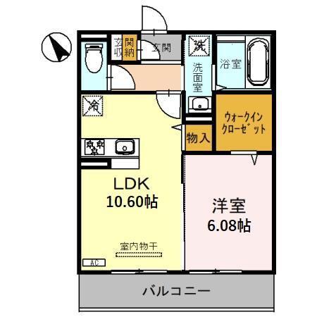 レジデンスコート栗東(1LDK/2階)の間取り写真