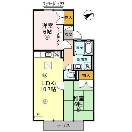 アイビハイツC棟(2LDK/1階)の間取り写真