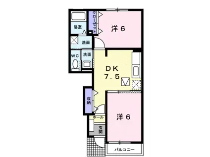 アガパンサスⅡ(2DK/1階)の間取り写真