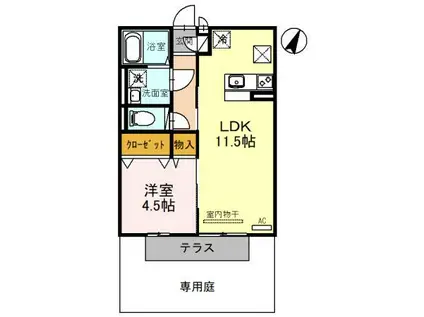 セジュールアースマーシ3(1LDK/1階)の間取り写真