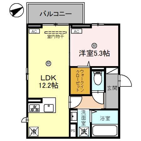 LA・FELICE(1LDK/2階)の間取り写真