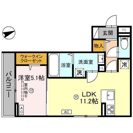 メゾンクレール安養寺(1LDK/3階)の間取り写真