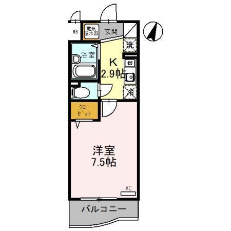 アースマーシマンション(1K/3階)の間取り写真