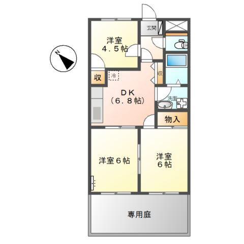シャルマンハウスⅡ(3DK/1階)の間取り写真
