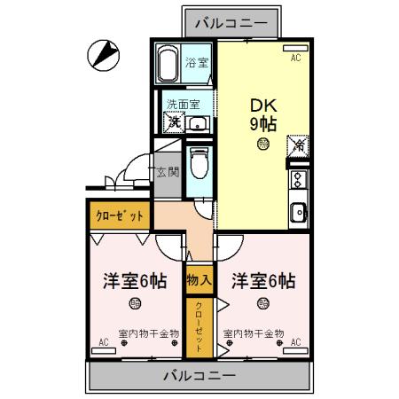 セジュールL3(2DK/3階)の間取り写真