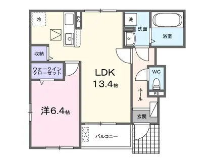 プラシード・アロッジオⅣ(1LDK/1階)の間取り写真