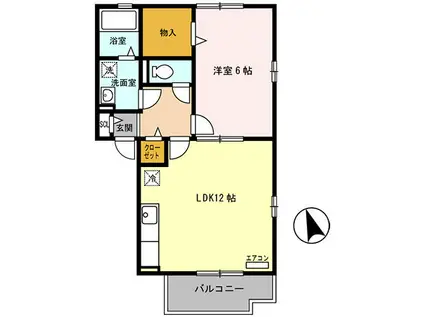 リストワール甲西(1LDK/2階)の間取り写真