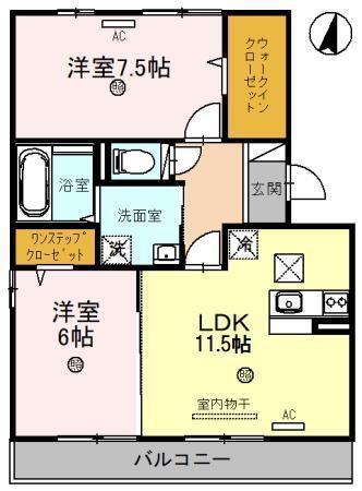 メイプルコート(2LDK/1階)の間取り写真