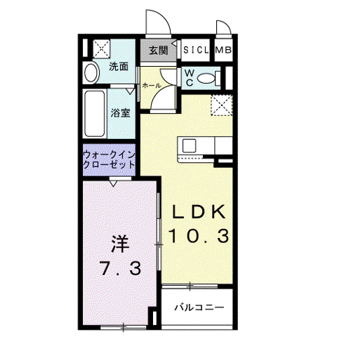 アストラル ノーブル(1LDK/2階)の間取り写真