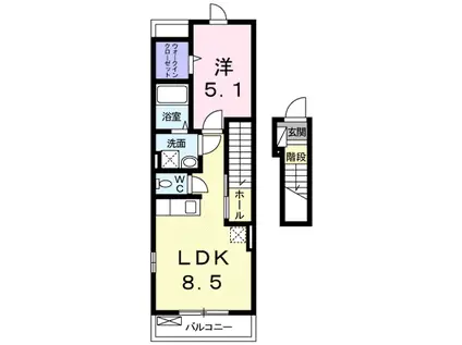 ソレイユカヤノⅡ(1LDK/2階)の間取り写真