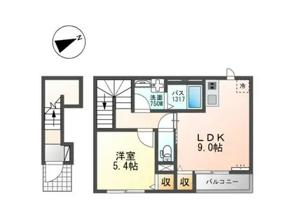 IMPERIAL HOUSE(1LDK/2階)の間取り写真