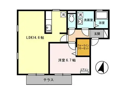 夢咲きの里A(1LDK/1階)の間取り写真