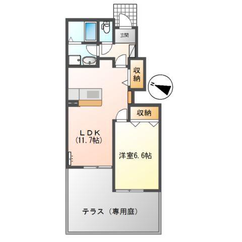 アビエス(1LDK/1階)の間取り写真