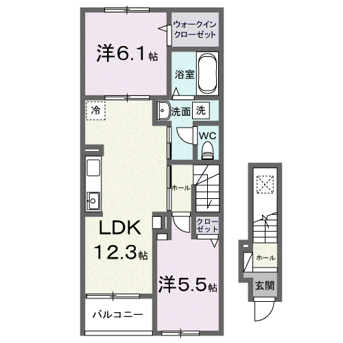 GREENAWAYⅡ(2LDK/2階)の間取り写真