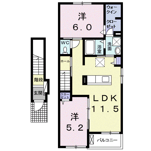 パラシオⅡ(2LDK/2階)の間取り写真