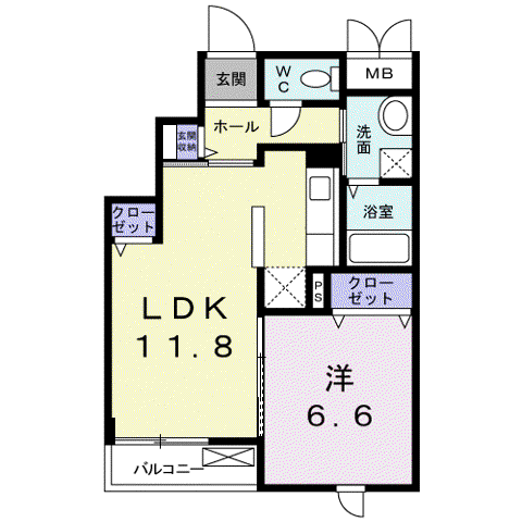 シーダーエース(1LDK/3階)の間取り写真