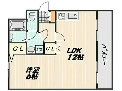 スカイシティ5番館(1LDK/2階)の間取り写真