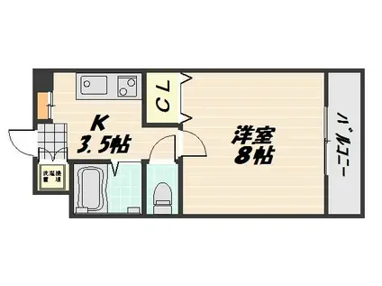 ハーシオンフルタIII(1DK/2階)の間取り写真