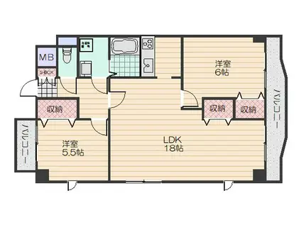 コルティーレ城山(2LDK/2階)の間取り写真
