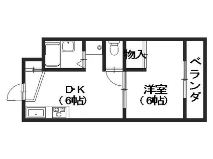 クレストビュー長束(1DK/1階)の間取り写真
